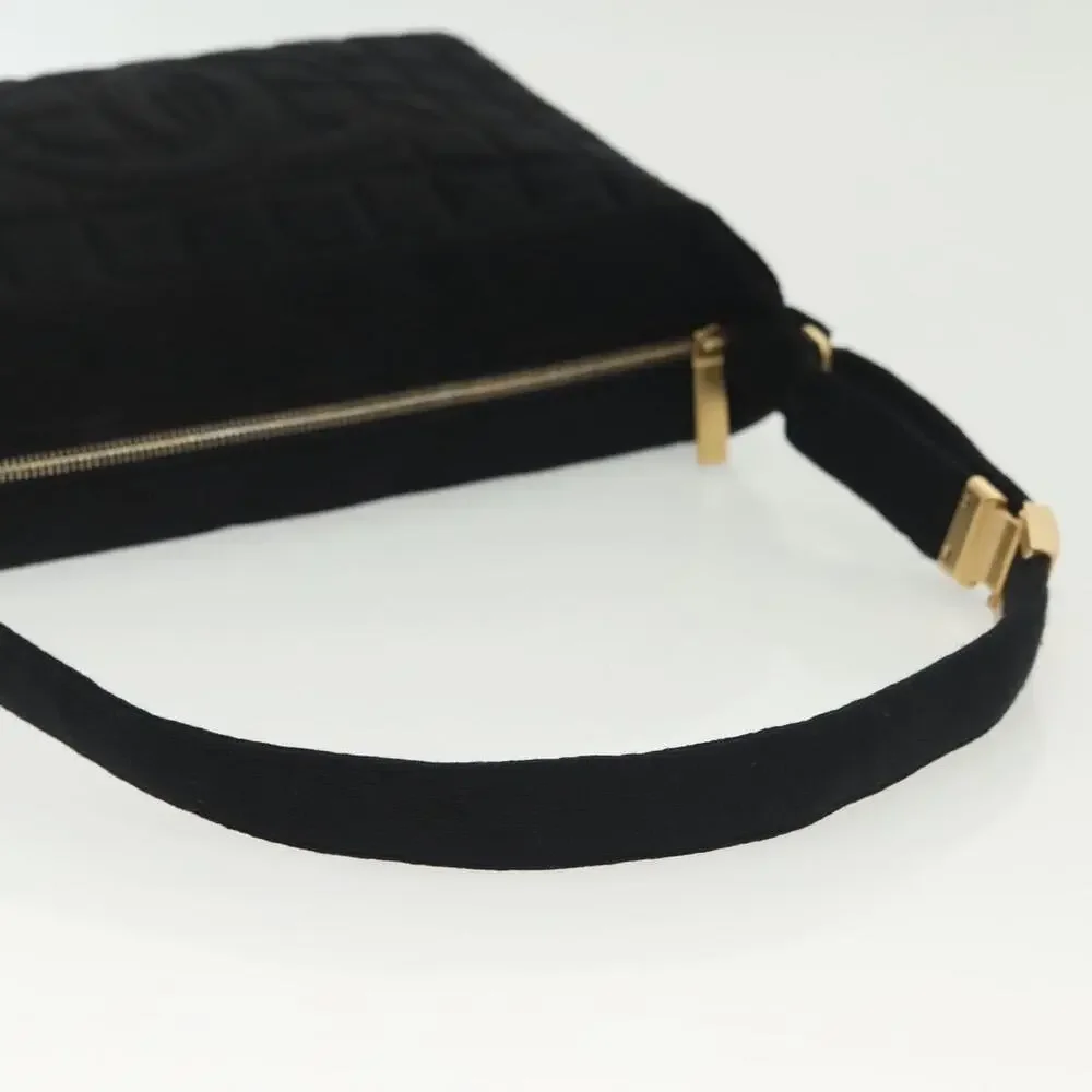 Chanel Cotton CC Logo Choco Bar Shoulder Bag Black
